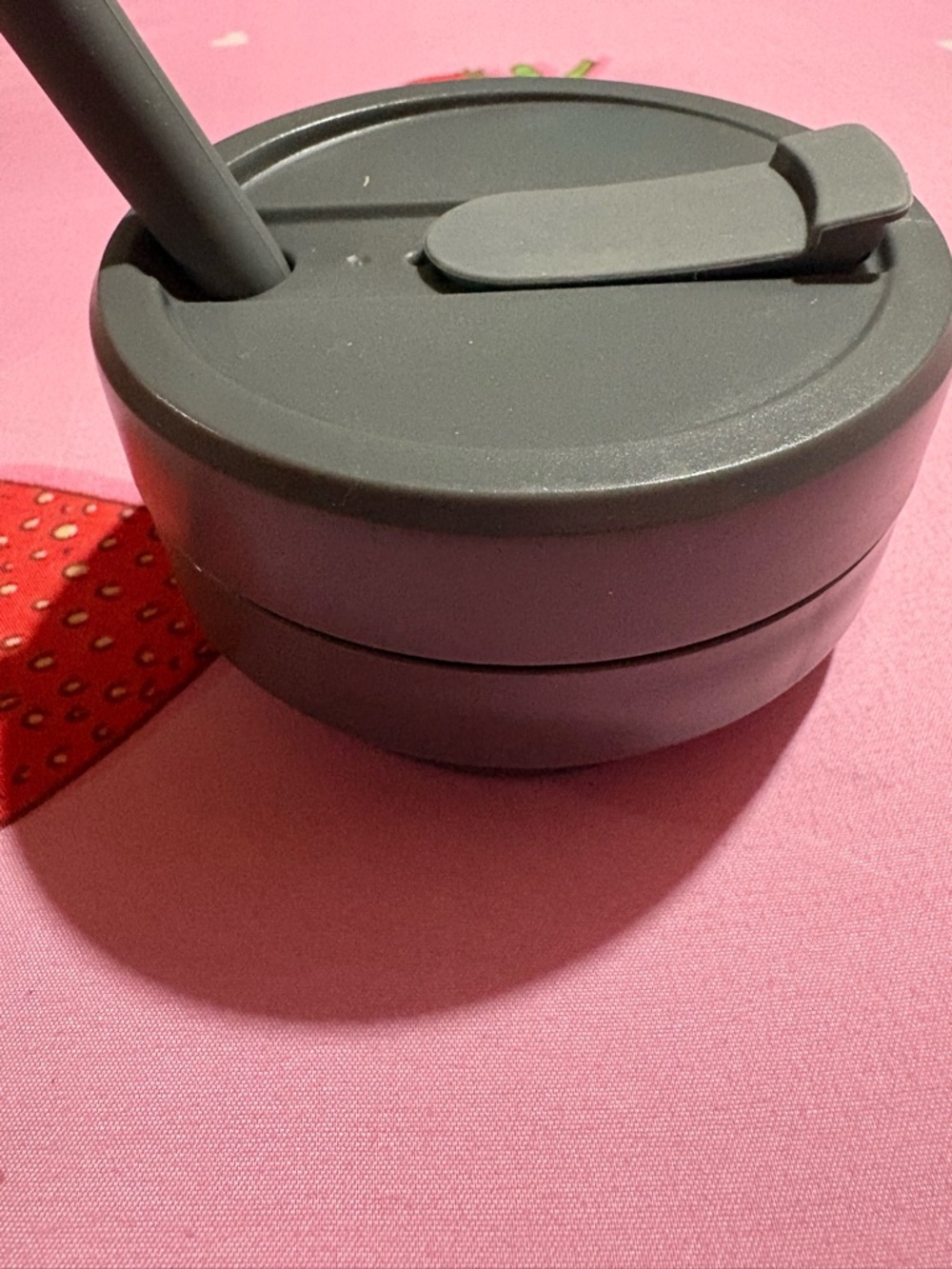 Gray Collapsible Travel Cup with Lid and Straw